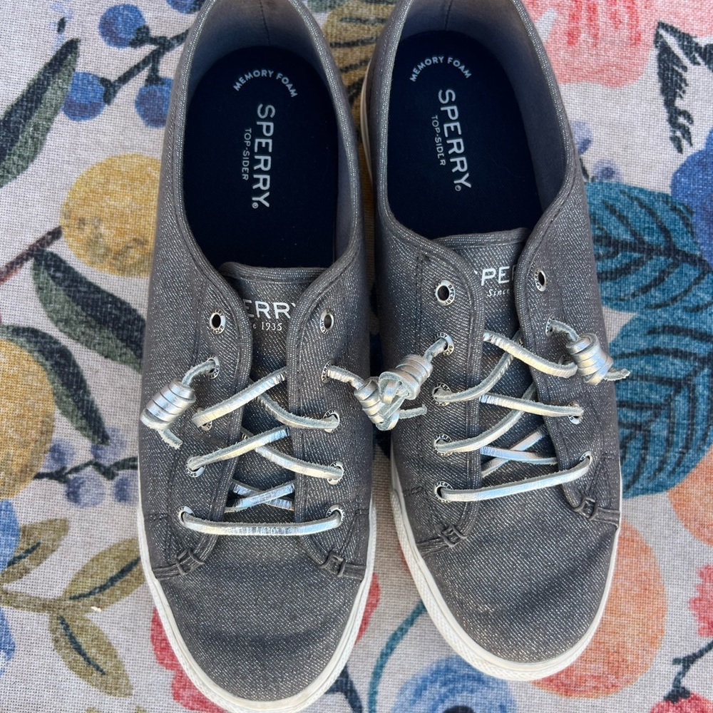 Sperry Charcoal Sparkle Canvas Shoes